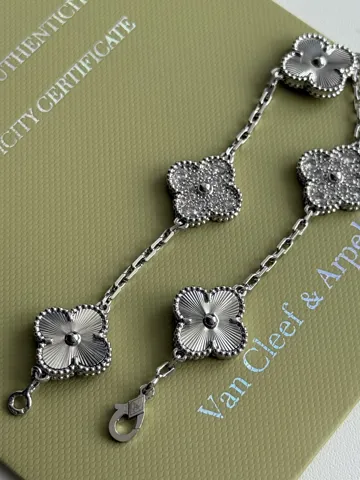 Van Cleef Bracelet 5 motifs silver diamond