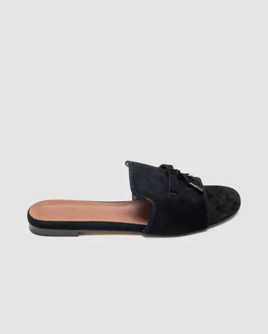 Loro Piana Summer Charms Sandal Suede Black