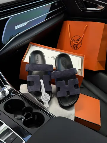 Hermes Chypre Sandals Violet Suede