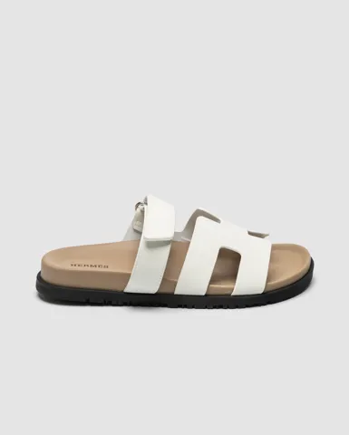 Hermes Chypre Sandals White Calfskin