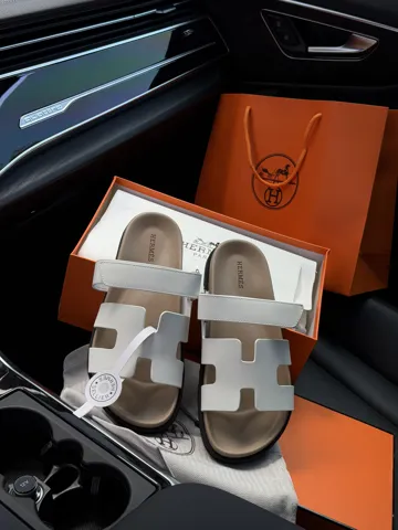 Hermes Chypre Sandals White Calfskin