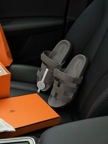 Hermes Chypre Sandals Grey Suede