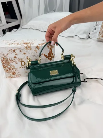 Dolce & Gabbana Mini Sicily Green Patent Leather with Gold Hardware