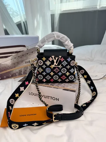 Louis Vuitton Capucines BB Black Multicolor Embroidered Monogram