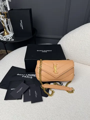 Saint Laurent Loulou Mini Leather Beige with Gold