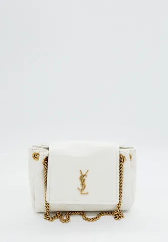 Saint Laurent Nolita Bag in White Leather with Gold