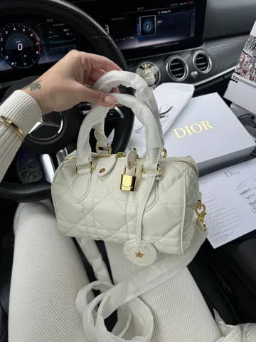 Dior Groove Small Bag in White Cannage Calfskin with Gold