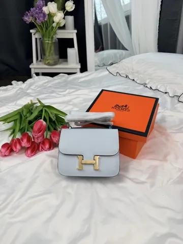 Hermes Constance Bag in Light Blue Epsom Leather with Gold