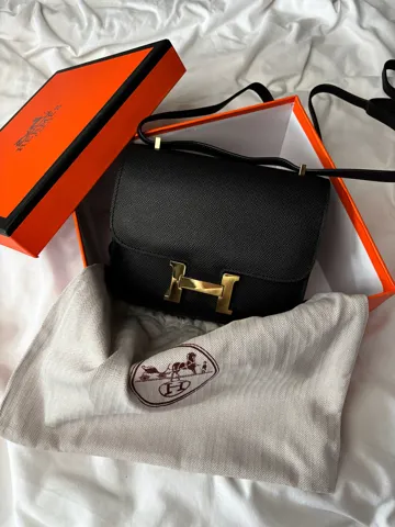 Hermes Constance Bag in Black Epsom Leather with Gold