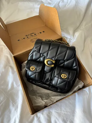Coach Pillow Tabby Backpack Black with Gold