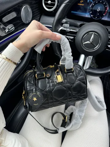Dior Groove Small Bag in Black Cannage Calfskin with Gold