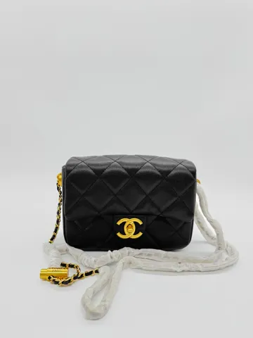 Chanel Mini 17 Classic Flap Bag in Black with Gold
