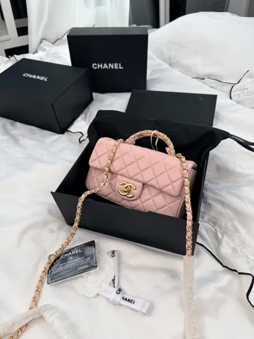 Chanel Classic Flap Top Handle Pink with Gold
