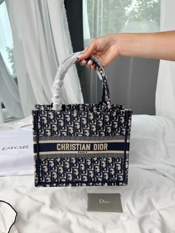 Dior Book Tote Blue Dior Oblique Embroidery