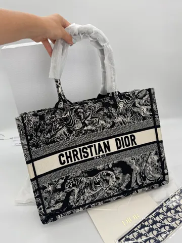 Dior Book Tote Black Toile de Jouy Embroidery