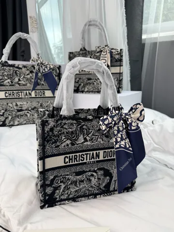 Dior Book Tote Black Toile de Jouy Embroidery