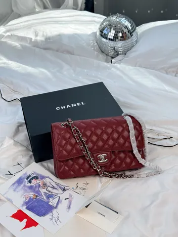 Chanel Classic Flap 25 Bordo Caviar Silver Hardware