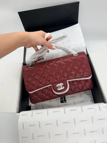 Chanel Classic Flap 25 Bordo Caviar Silver Hardware