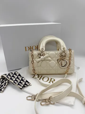 Dior Lady D-Joy Bag Milk with Gold