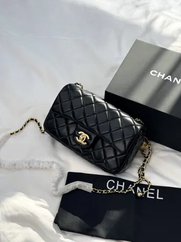 Chanel Mini 20 Classic Flap Bag in Black with Gold