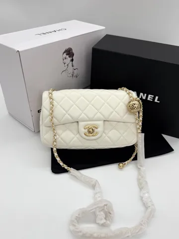 Chanel Mini 20 Classic Flap Bag in Milk with Gold