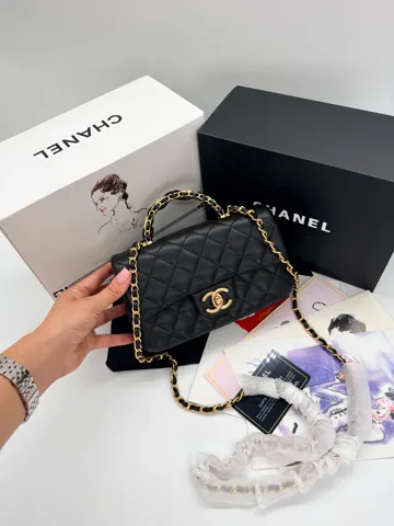 Chanel Classic Flap Top Handle Caviar Black with Gold