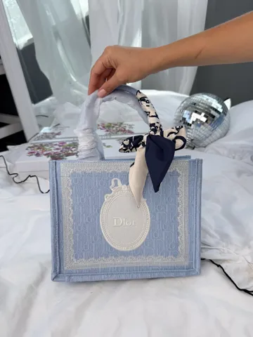 Dior Book Tote Blue Toile Embroidery