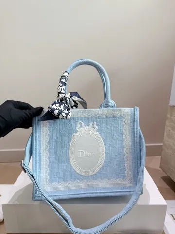 Dior Book Tote Blue Toile Embroidery