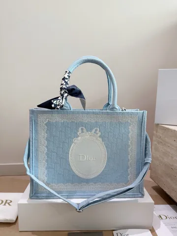 Dior Book Tote Blue Toile Embroidery