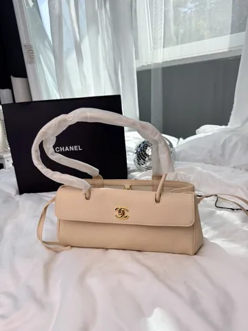 Chanel Top Handle Flap Bag Cream