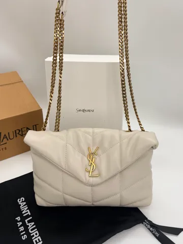 Saint Laurent Loulou Puffer Small in Light Cream