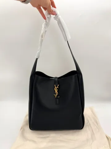 Saint Laurent Bucket Bag Blat Leather with Gold