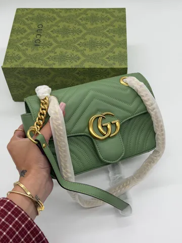 Gucci GG Marmont Small Soulder Bag Olive Leather