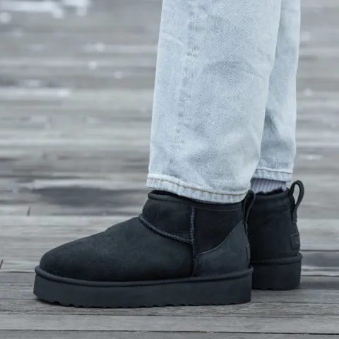 UGG Ultra Mini Mid Platform Black Suede