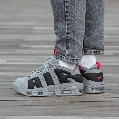 Nike Air More Uptempo Low Grey Black Red