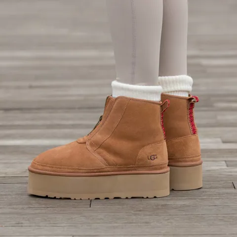 UGG Neumel Platform Zip Slipper Chestnut