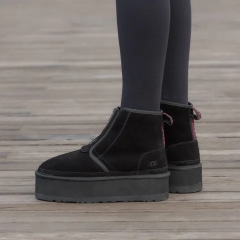 UGG Neumel Platform Zip Slipper Black