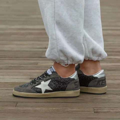 Golden Goose Ball Star Black Silver Star