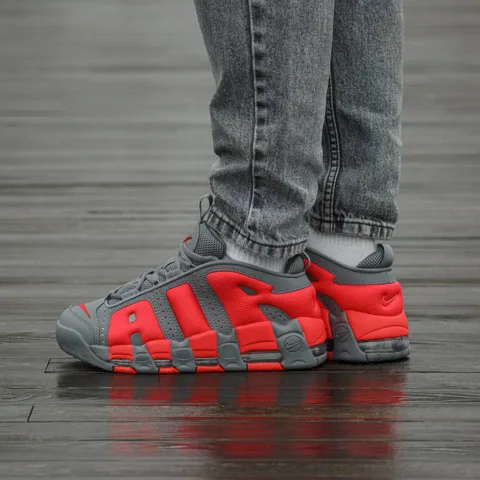 Nike Air More Uptempo Low Dark Grey Light Crimson