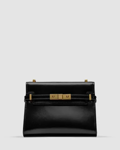 Saint Laurent Manhattan Mini Leather Shoulder Bag Black