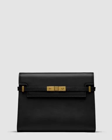 Saint Laurent Manhattan Large Leather Shoulder Bag Black