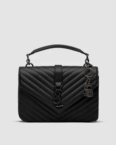 Saint Laurent College Medium in Quilted Leather Black/Silver