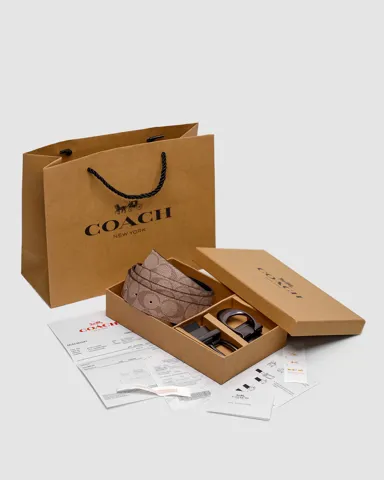 Coach Belt Kit Beige Canvas/Black Fittings