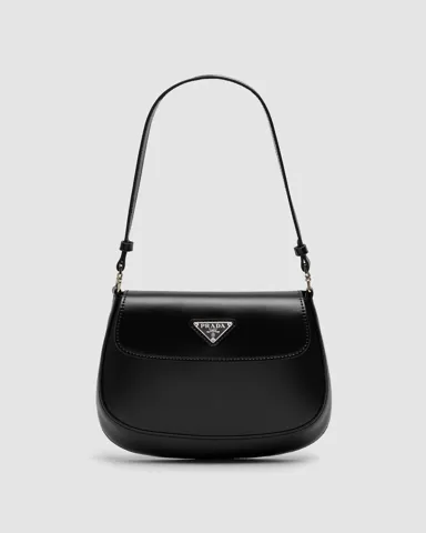 Prada Cleo Lacquered Leather Mini Bag Black