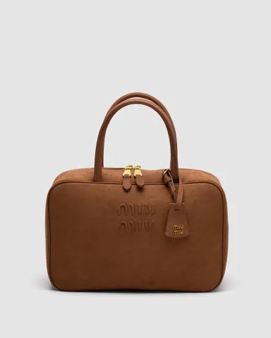 Miu Miu Brown Textile Beau Top-Handle Bag