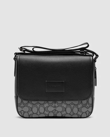 Coach Sprint Map 25 Black Leather/Grey Canvas