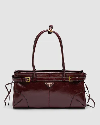 Prada Medium Leather Handbag Burgundy
