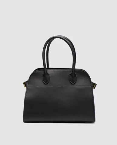 The Row Soft Margaux 26 Bag in Leather Black