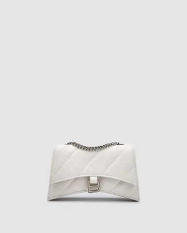 Balenciaga Crush Small Chain Bag Quilted in White\Silver