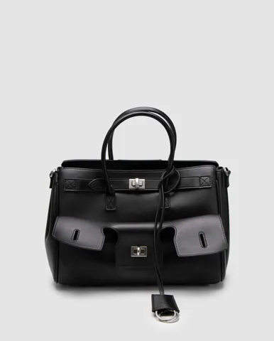 Balenciaga Bel Air Small Carry All Bag in Black\Silver